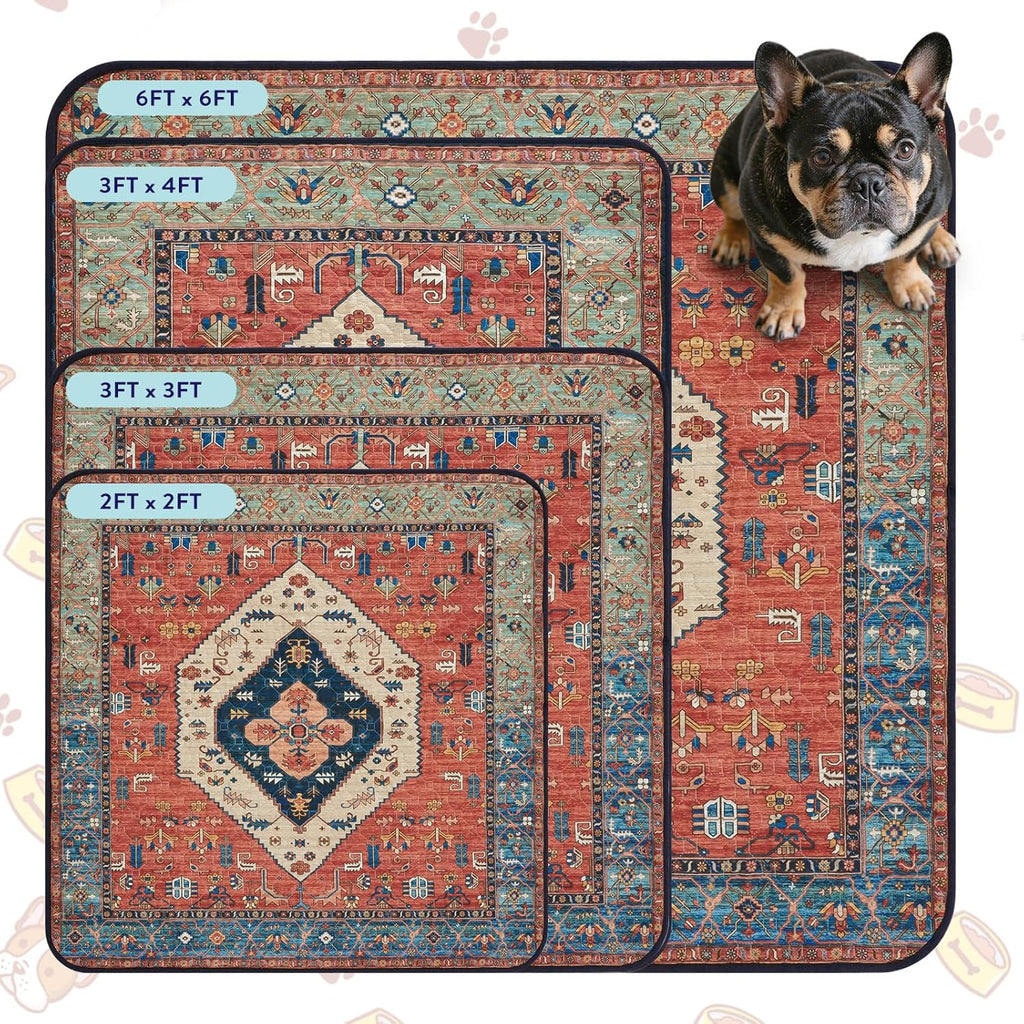 Lahome Reusable Washable Puppy Pads - 2 Pack Super Absorbent & Waterproof Dog Training Mats for Potty, Crate and Floor - Leakproof Pee Pads with Non-Slip Backing (Red, 36"x48")