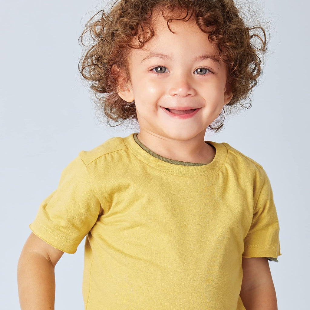 HonestBaby 10-Pack Short Sleeve T-shirts 100% Organic Cotton Baby, Toddler, Little Kids, Boys, Girls, Unisex