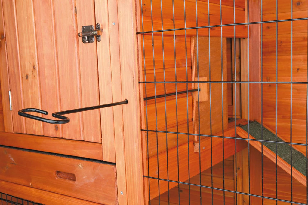 TRIXIE Pet Products Rabbit Hutch with Gabled Roof, 76.25 x 31.5 x 59.75 inches