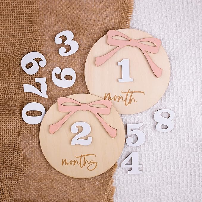Daisy 3D Baby Monthly Milestone, Wooden Baby Milestone Signs, Monthly Milestone Wood Discs, Baby Milestone Discs (A24)