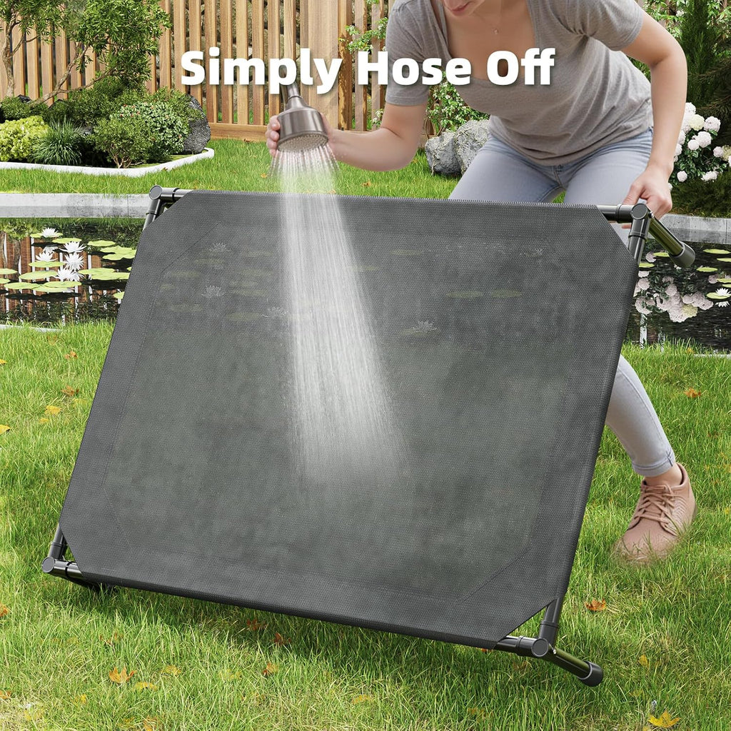 Simple Trending Raised Dog Bed for Large Dogs, Cooling Elevated Dog Bed, Breathable Pet Cot Bed, 42" x 31", Black