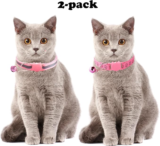 FluorescentCat Collar with Bells, Hot Pink Break Away Kitten Collar with Bells - Image 3
