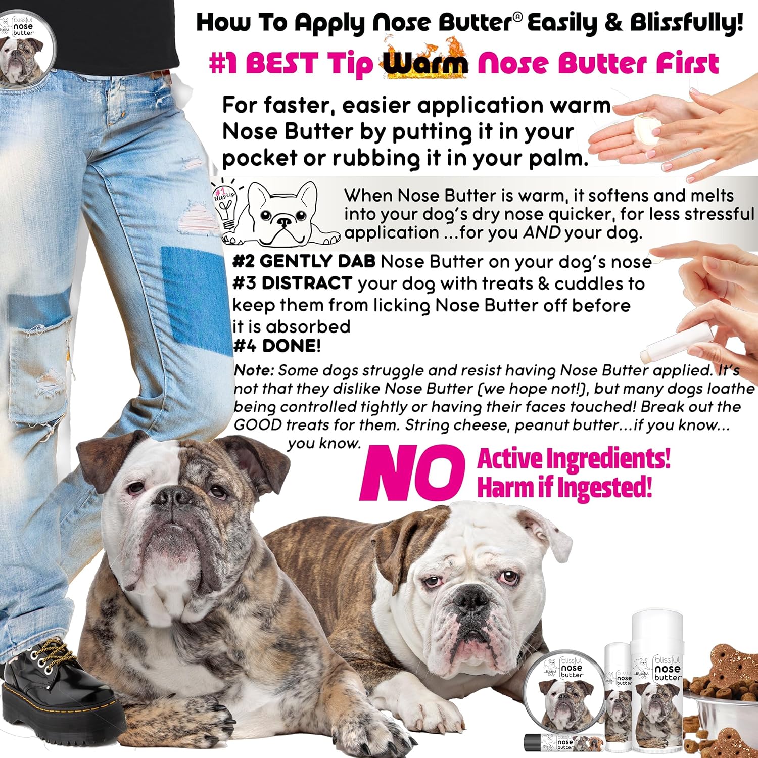 The Blissful Dog Olde English Bulldogge Unscented Nose Butter - Dog Nose Butter, 16 Ounce
