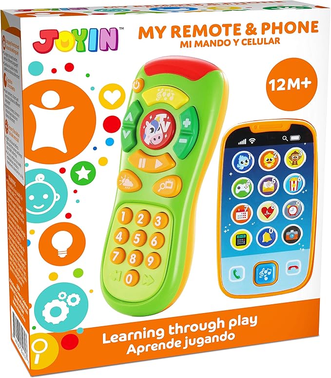 JOYIN Baby Toy Phone, Remote and Smartphone with Music, Fun Learning Musical Toys for Babies, Boys or Girls, Holiday Stocking Stuffers, Birthday Gifts for Kids, Gift for Christmas