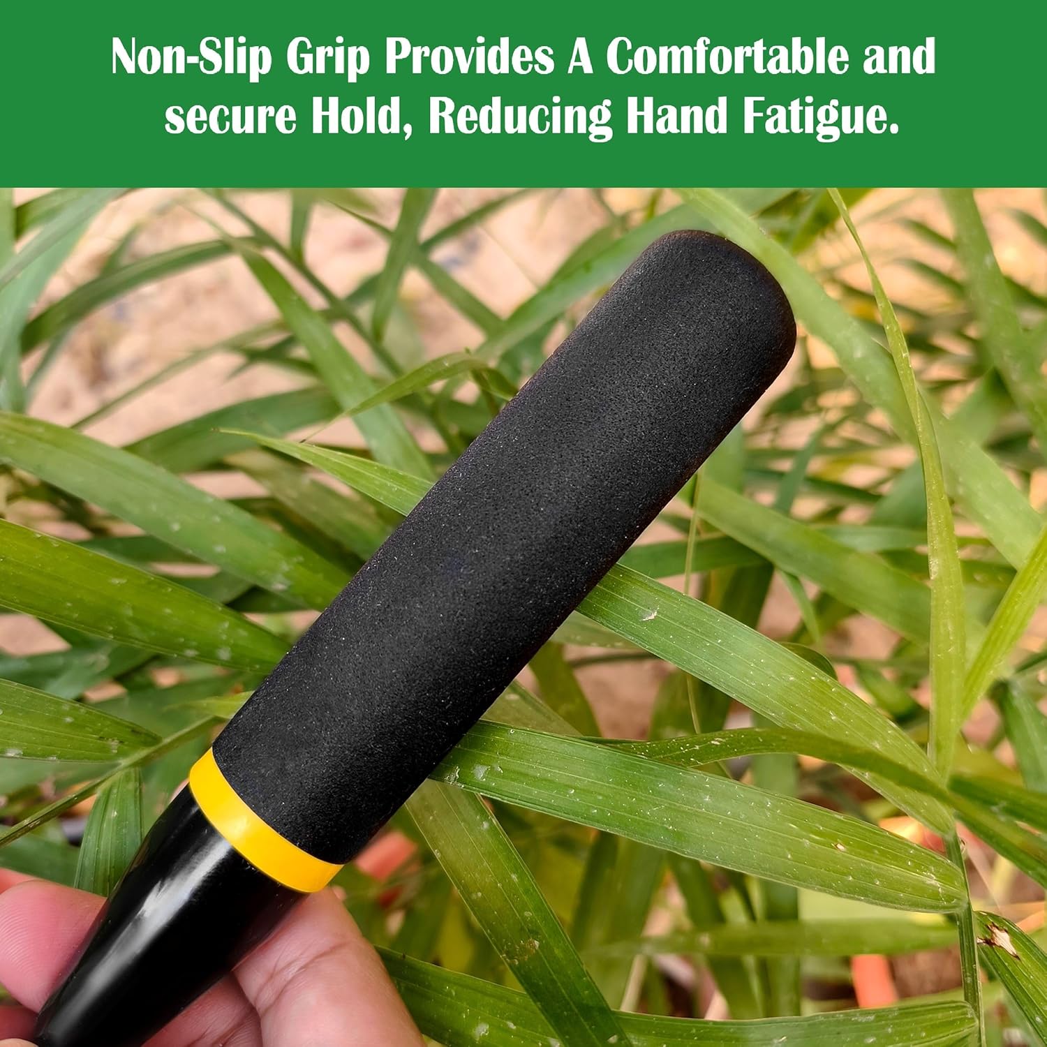 2-in-1 Trowel and Transplanter Gardening Tool Set, Outdoor Hand Tools, with Non-Slip Handle and Protective Blade Covers, Ideal Gardening Gifts for All (Black)