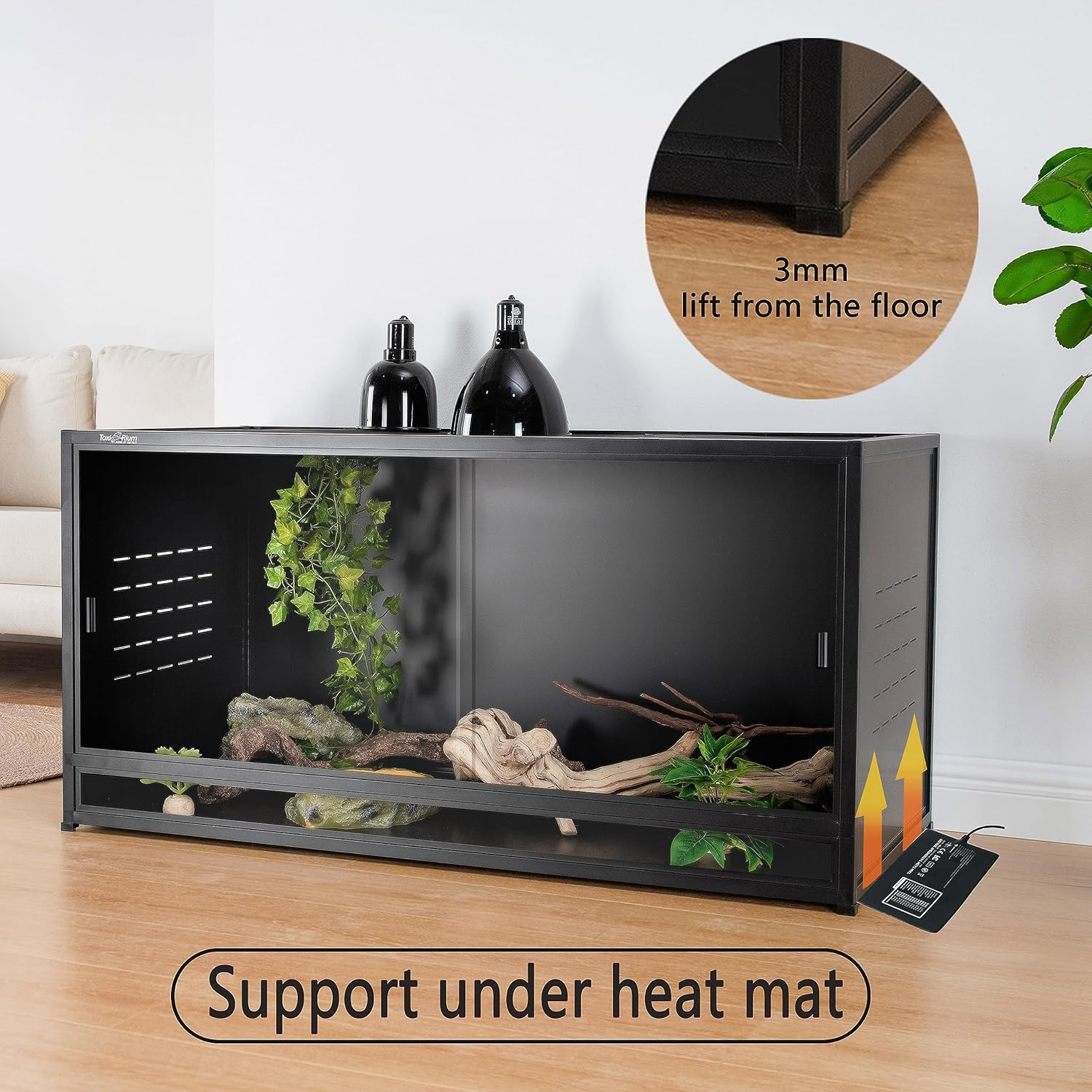 Stackable Space Efficient Reptile Enclosure 44"x20"x20", Reptile Tank 4 Packs for Bearded Dragon and Ball Python, Expandable Snake Terrarium with Front Opening, Combination Lock
