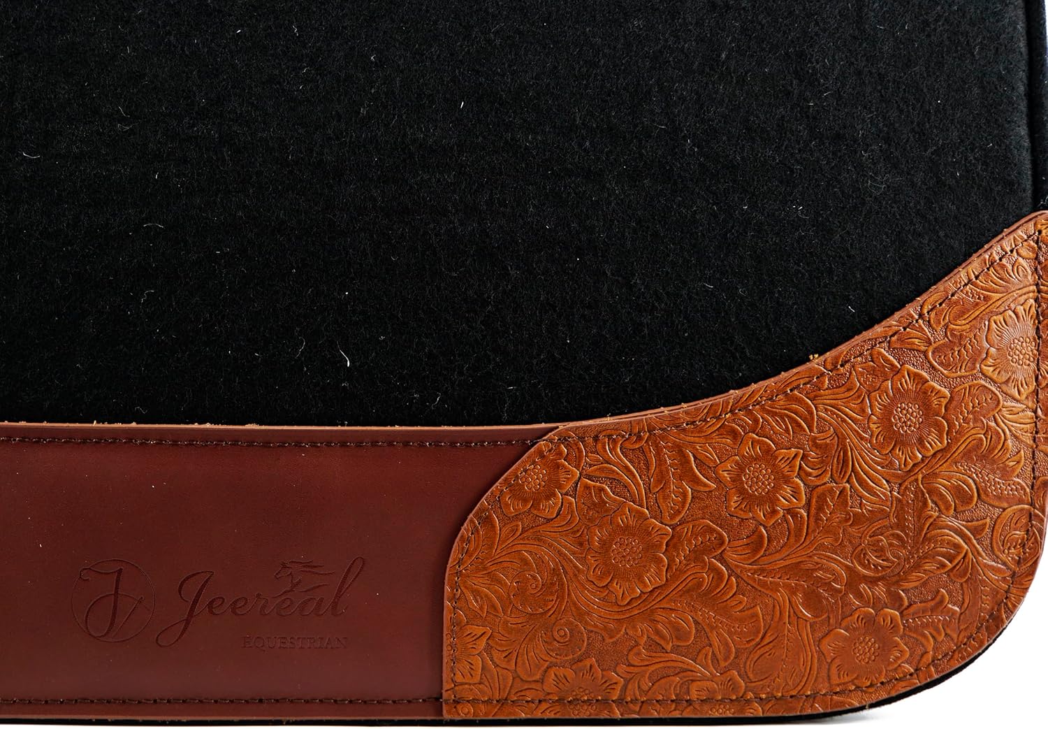 Jeereal 32"x34" Western Horse Saddle Pad,100% Wool Blend Felt 3/4" Thick (Black)