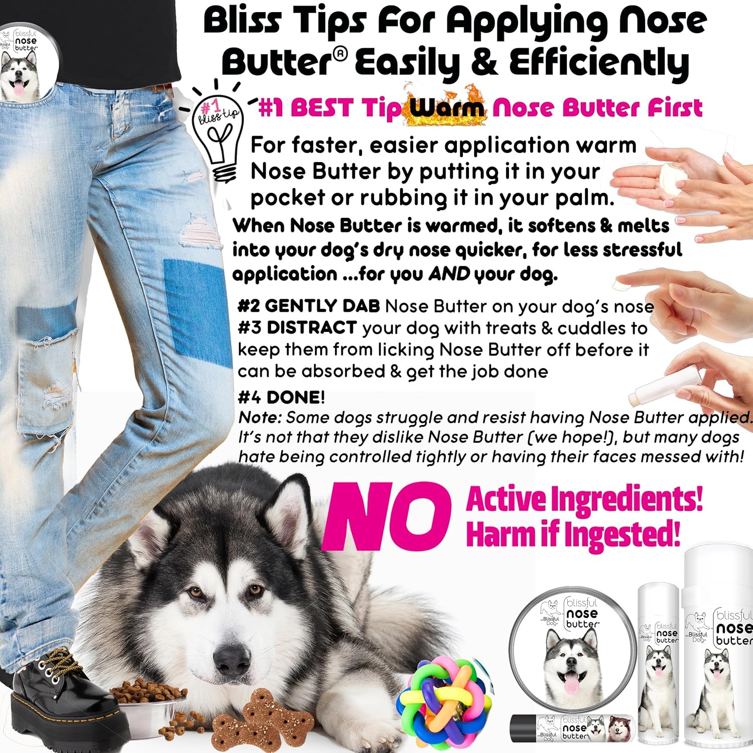 The Blissful Dog Malamute Unscented Nose Butter - Dog Nose Butter, 16 Ounce