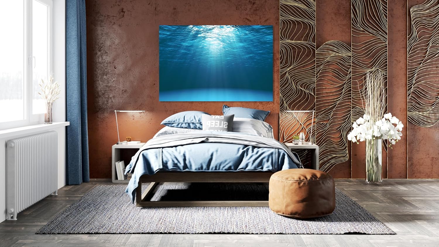 Nature Wall Art Prints - Ocean Forest Mountain Lake Canvas Landscapes - Small to Extra Large Living Room Bedroom Kitchen Bathroom Décor (Sun Rays Under Water, 20L" x 30W")