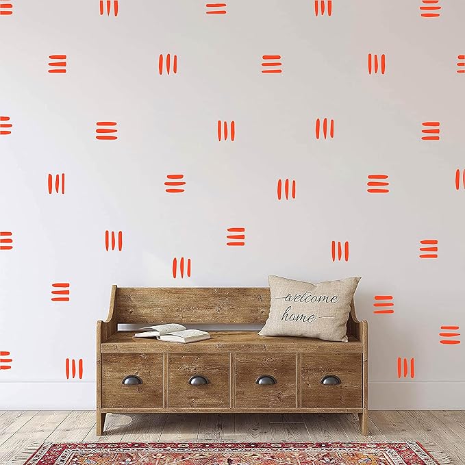 120pcs Modern Line Wall Stickers Boho Nursery Kids Living Room Scandinavian Home Décor Self-Adhesive Murals Vinyo DIY Gift YT5037 (Orange)