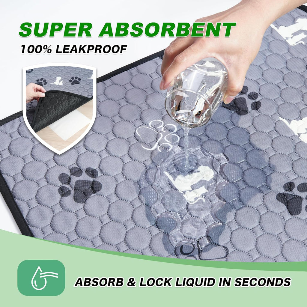 Washable Dog Pads - Extra Large Reusable Training Mat, Absorbent Non-Slip Potty Pads for Dogs, Grey 72"x72"