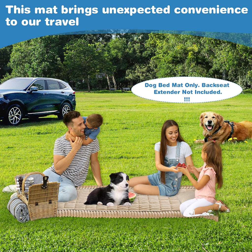 VClife Dog Bed Mat for Car, Anti Slip Pet Bed Travel Pad Comfortable Furry Dog Car Seat Cover for Backseat Extender, Washable Pet Cushion Bed Mat for Indoors & Outdoors (Brown, 51"×23.6")