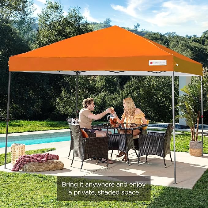 Best Choice Products 10x10ft 1-Person Setup Pop Up Canopy Tent Instant Portable Shelter w/ 1-Button Push, Case, 4 Weight Bags - Orange