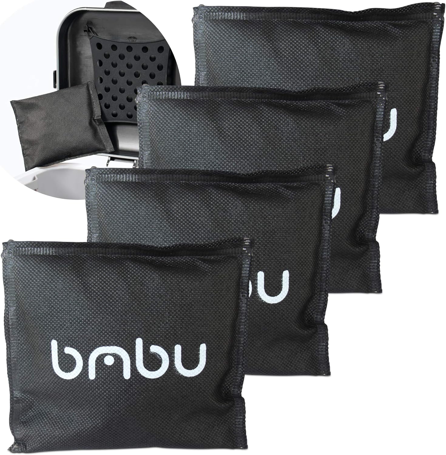 Bamboo Charcoal Deodorizer Bag for Litter Disposal Box/Diaper Pails (4 Pack) - Replacement Inserts for PetFushion Portable Cat Litter Disposal - Absorb and Eliminate Odors/Smells