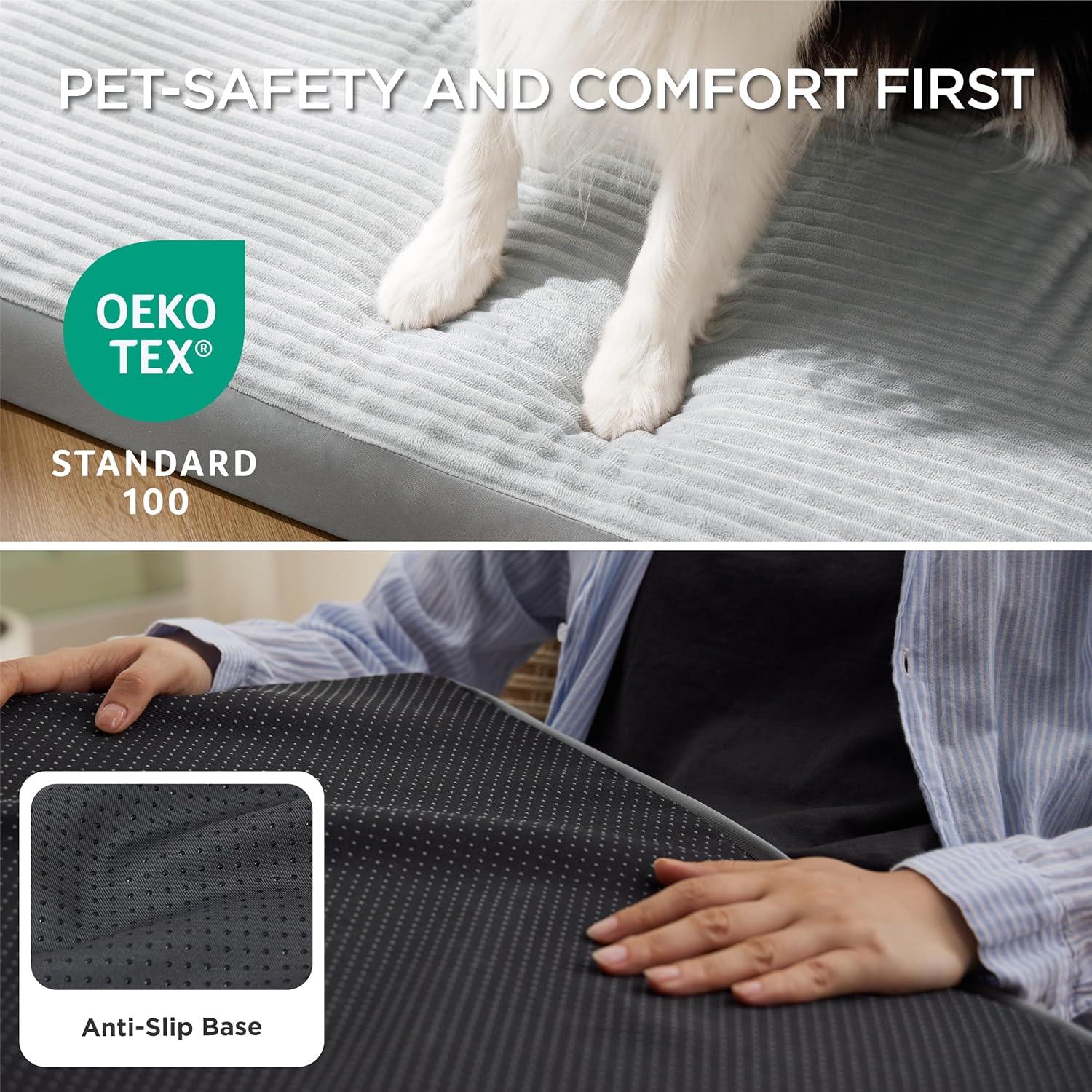 Bedsure Dog Beds Large Sized Dog- Orthopedic Pet Beds with Removable Machine Washable Cover, Egg Crate Foam Puppy Pad, Suitable for Pet Up to 50 lbs, 35"x22"