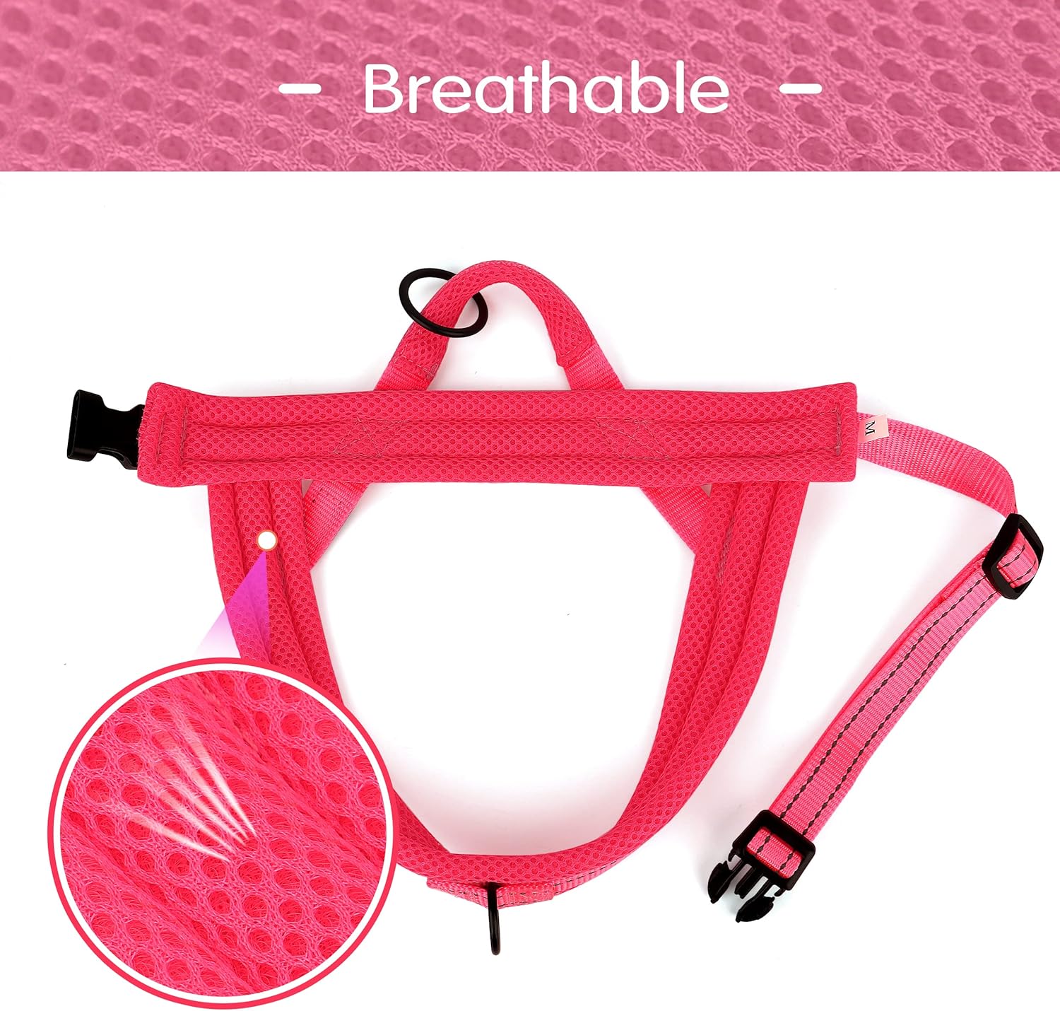 Didog No Pull Dog Harness with Soft Mesh Padded,Reflective & Quick Fit Light Weight Dog Strap Vest Harness,Easy for Walking Training (M:Chest 21-26", Pink)