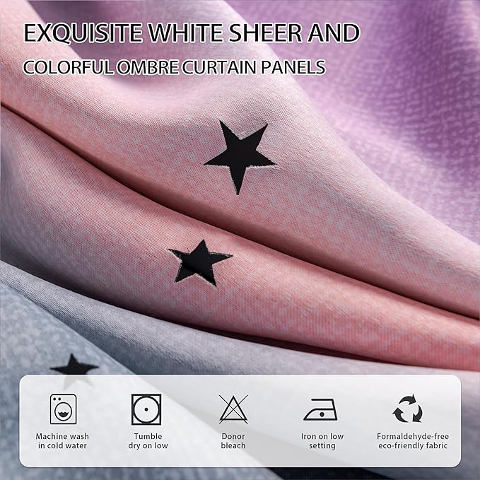XiDi Curtains for Girls Bedroom 84 inches Length Kids Room Unicorn Princess Theme Home Decor Grey/Pink/Purple, W34 X L84 2 Panels