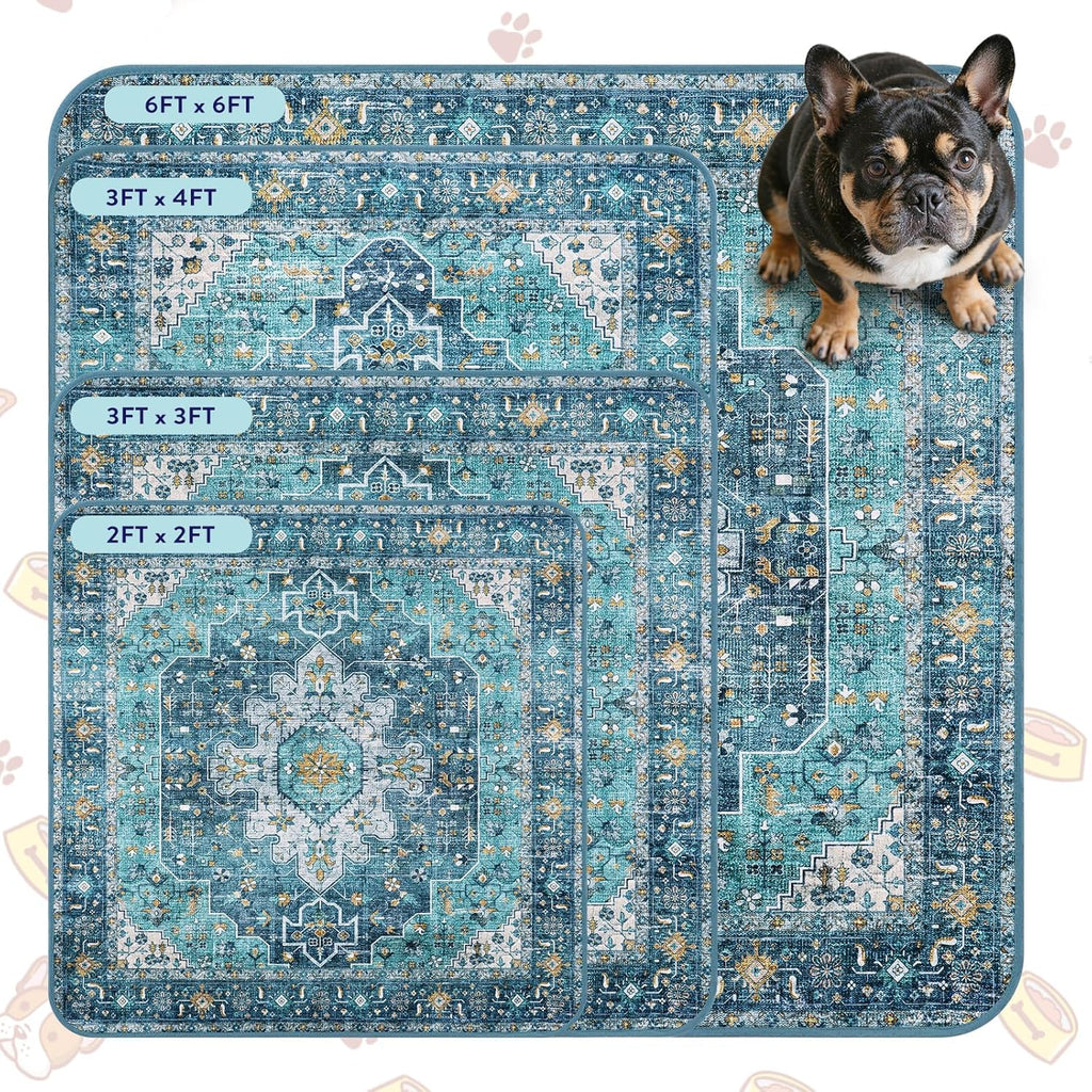 Lahome Reusable Washable Puppy Pads - 2 Pack Super Absorbent & Waterproof Dog Training Mats for Potty, Crate and Floor - Leakproof Pee Pads with Non-Slip Backing (Blue, 36"x48")