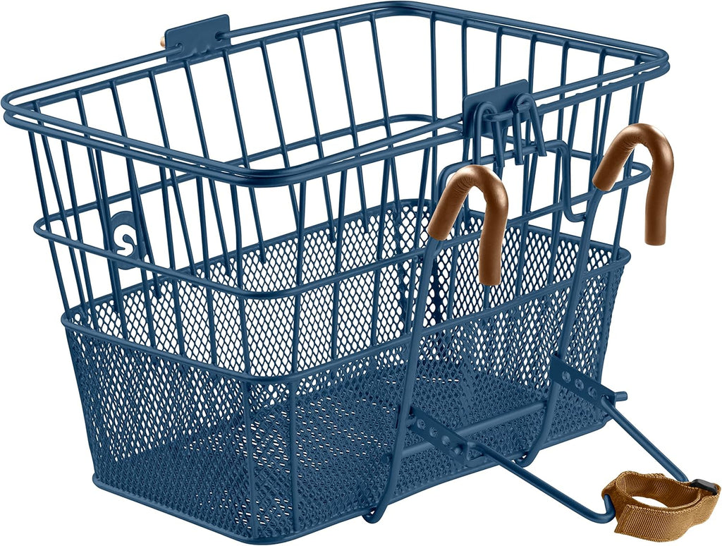 Retrospec Apollo Detachable Front Bike Basket Steel Half-Mesh with Integrated Detachable Hooks and Built-In Handle, Easy Assembly and Portability for Bicycles