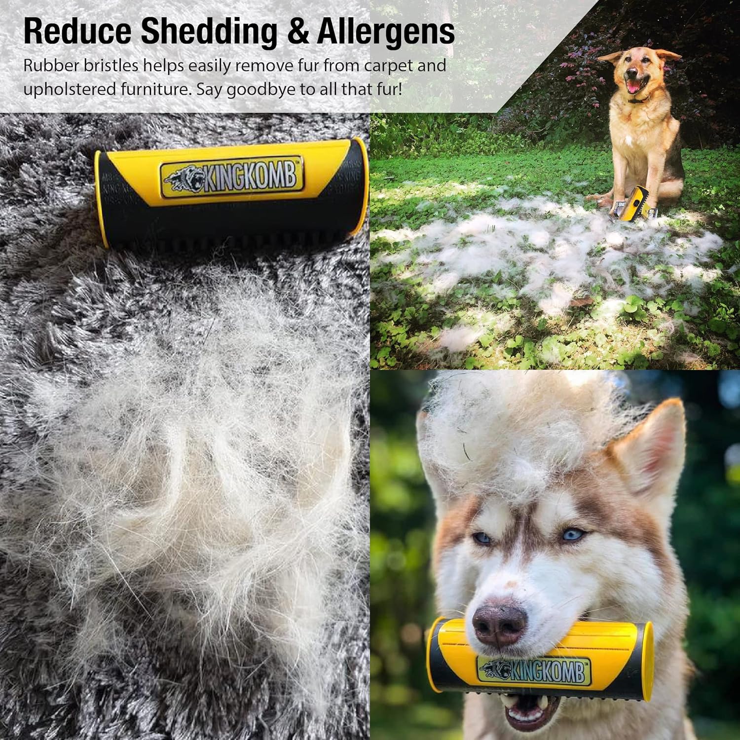 King Kanine Pet Grooming Brush, Self Cleaning Deshedding | Multi-Use Tool for Dogs, Cats & Horses for All Life Stages | Brush Pet for Grooming and Loose Hair | Perfect for Medium & Large Coats