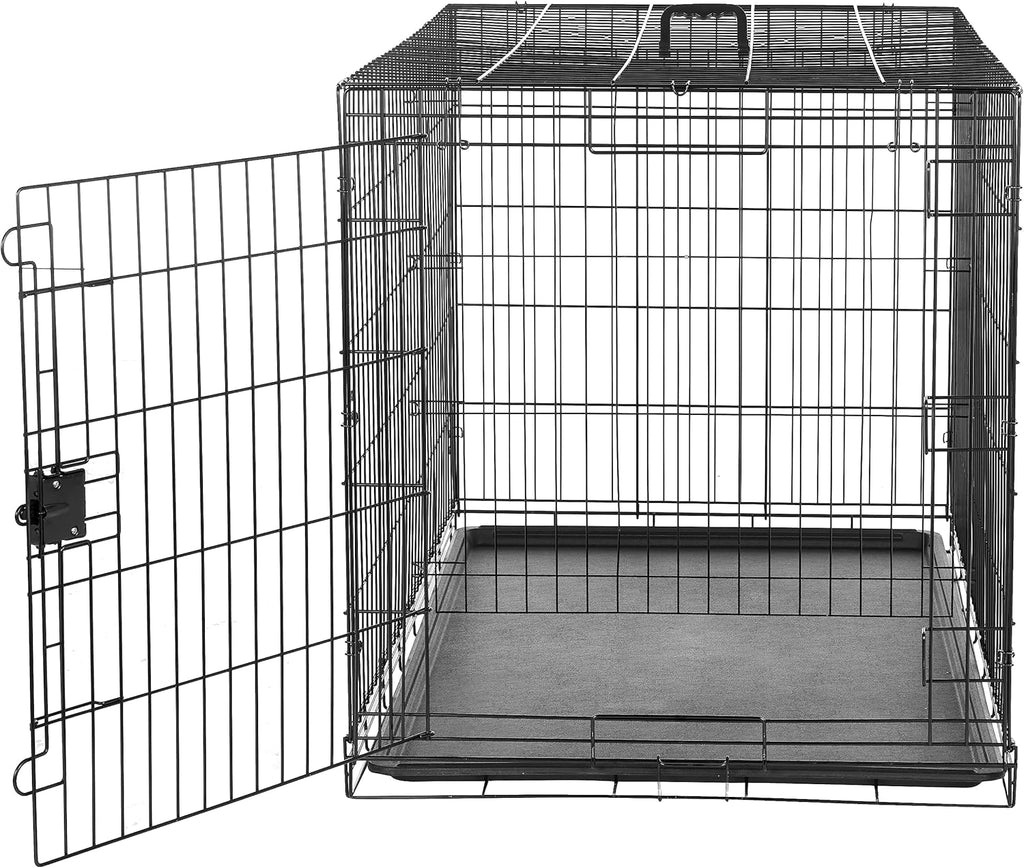 Amazon Basics Durable, Foldable Metal Wire Dog Crate with Tray, Single Door, 48 x 30 x 32.5 in, Black