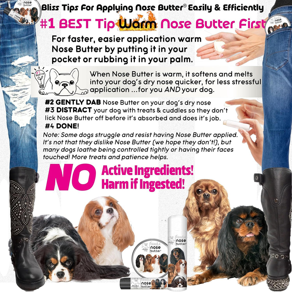 The Blissful Dog Cavalier King Charles Spaniel Nose Butter, Versatile Dog Nose Balm for Dry Nose, Handcrafted Nose Moisturizer, Easy-to-Apply Dog Essentials, Unscented, 0.15 oz.