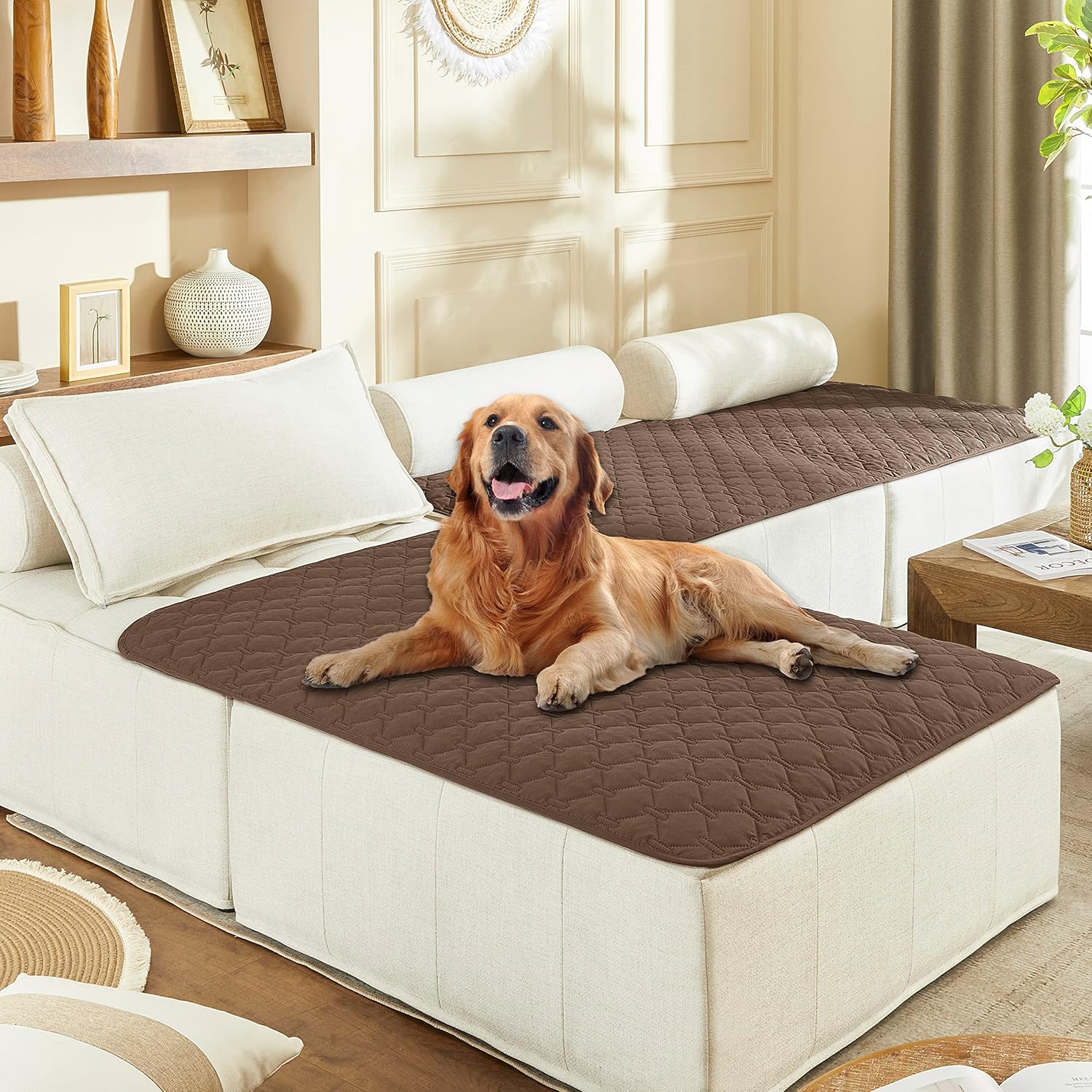 gogobunny 100% Double-Sided Waterproof Dog Bed Cover Pet Blanket Sofa Couch Furniture Protector for Puppy Large Dog Cat, Reversible (40x50 Inch (Pack of 1), Dark Chocolate/Light Chocolate)
