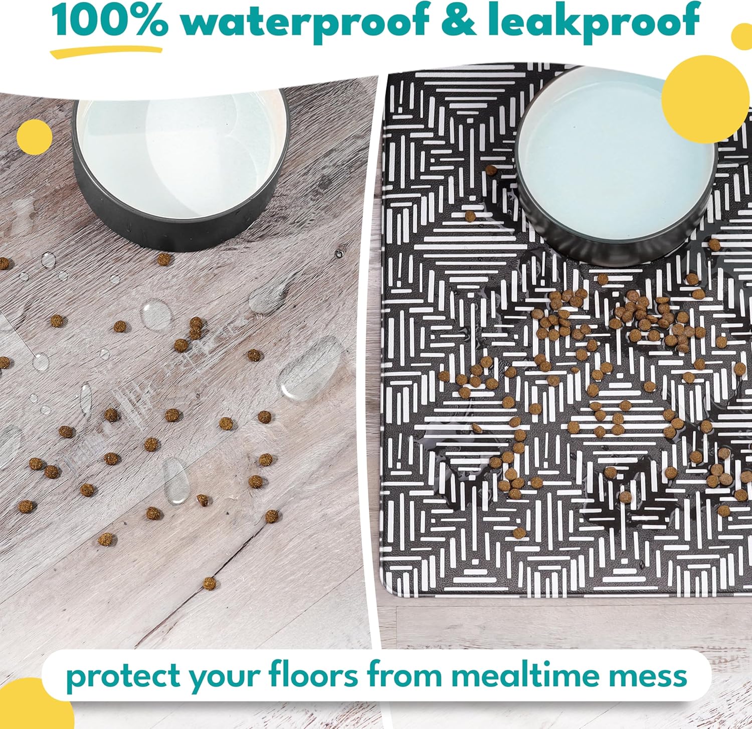 NALALAS Large Dog Mat for Food and Water, Cat Feeding Mat | Large Waterproof Dog Bowl Mat | Non-Slip Pet Food Mat for Floors | Pet Mats for Food and Water | Easy to Clean