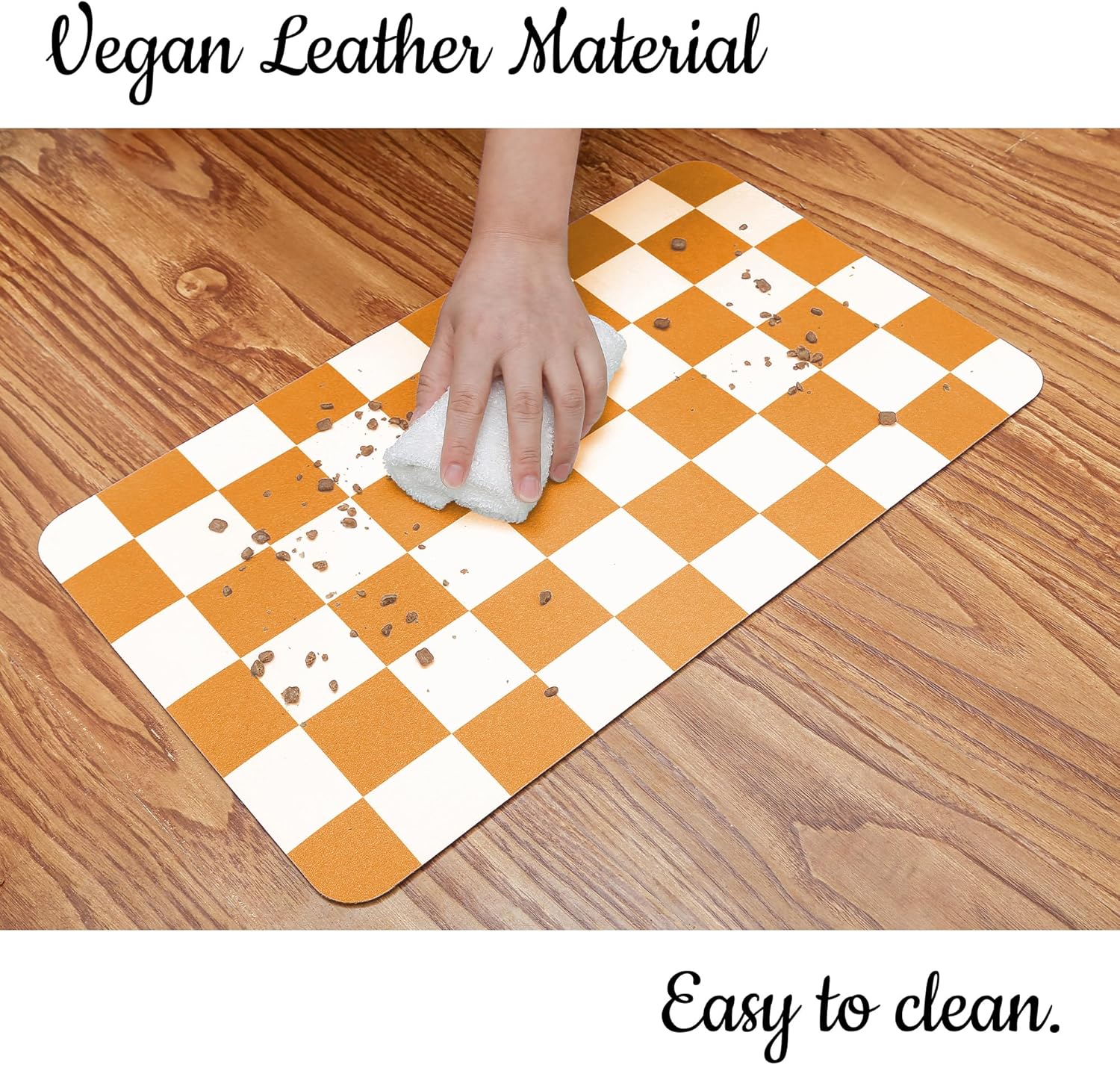 Ralxion Checkered Dog Feeding Mat, Absorbent Mats for Dog Food and Water Bowl, Dispenser, Aesthetic Orange Checkerboard Pet Placemat for Dogs, Cats, Puppy Accessories (Orange, 12 x 19)