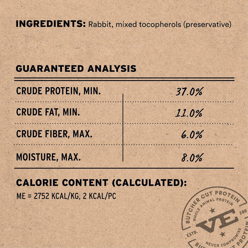 Vital Essentials Rabbit Bites Dog Treats, 2 oz | Freeze-Dried Raw | Single Protein | Premium Quality High Protein Training Treats | Grain Free, Gluten Free, Filler Free