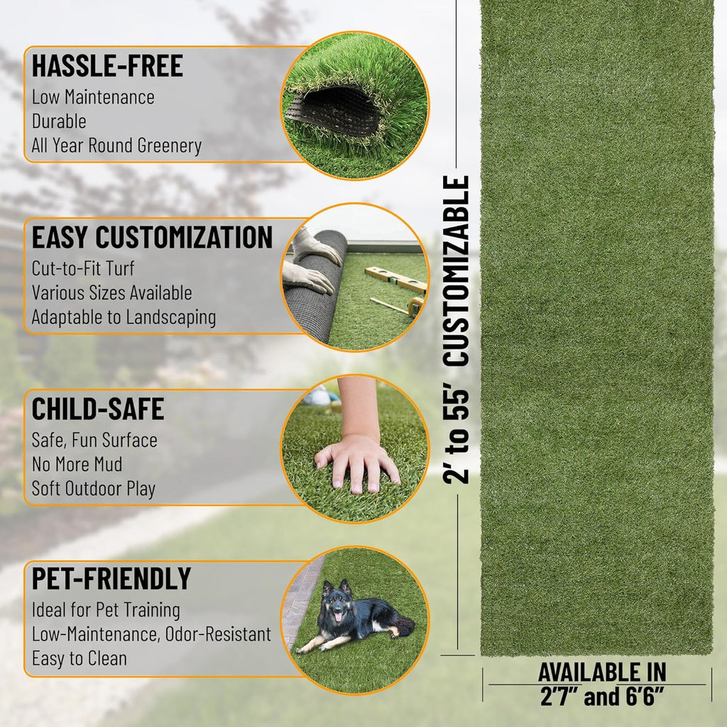 Ottomanson Artificial Grass Puppy Potty Training Pad, 2'7" x 3' Reusable Pee Pad for Small Pets and Dogs