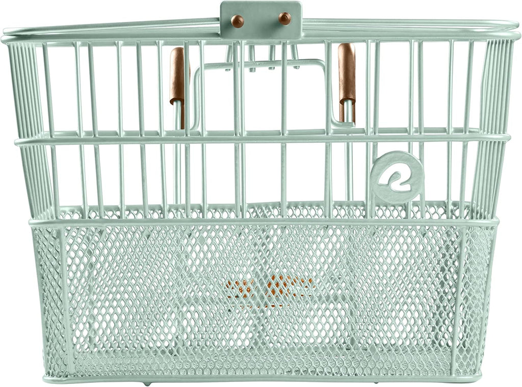 Retrospec Apollo Detachable Front Bike Basket Steel Half-Mesh with Integrated Detachable Hooks and Built-In Handle, Easy Assembly and Portability for Bicycles