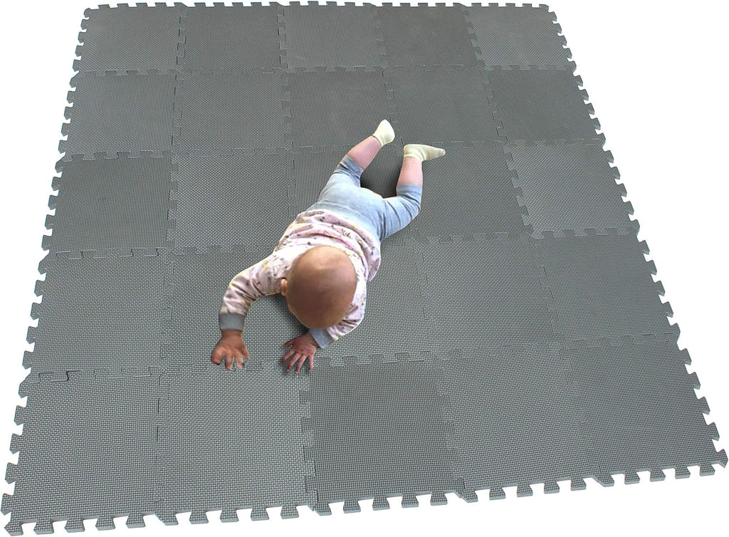 MQIAOHAM® 25 Pieces Puzzle Play Mats, Soft Baby Play Mat, Kids Interlocking Foam Floor Tiles, Toddlers Carpet Playmats G301025-112