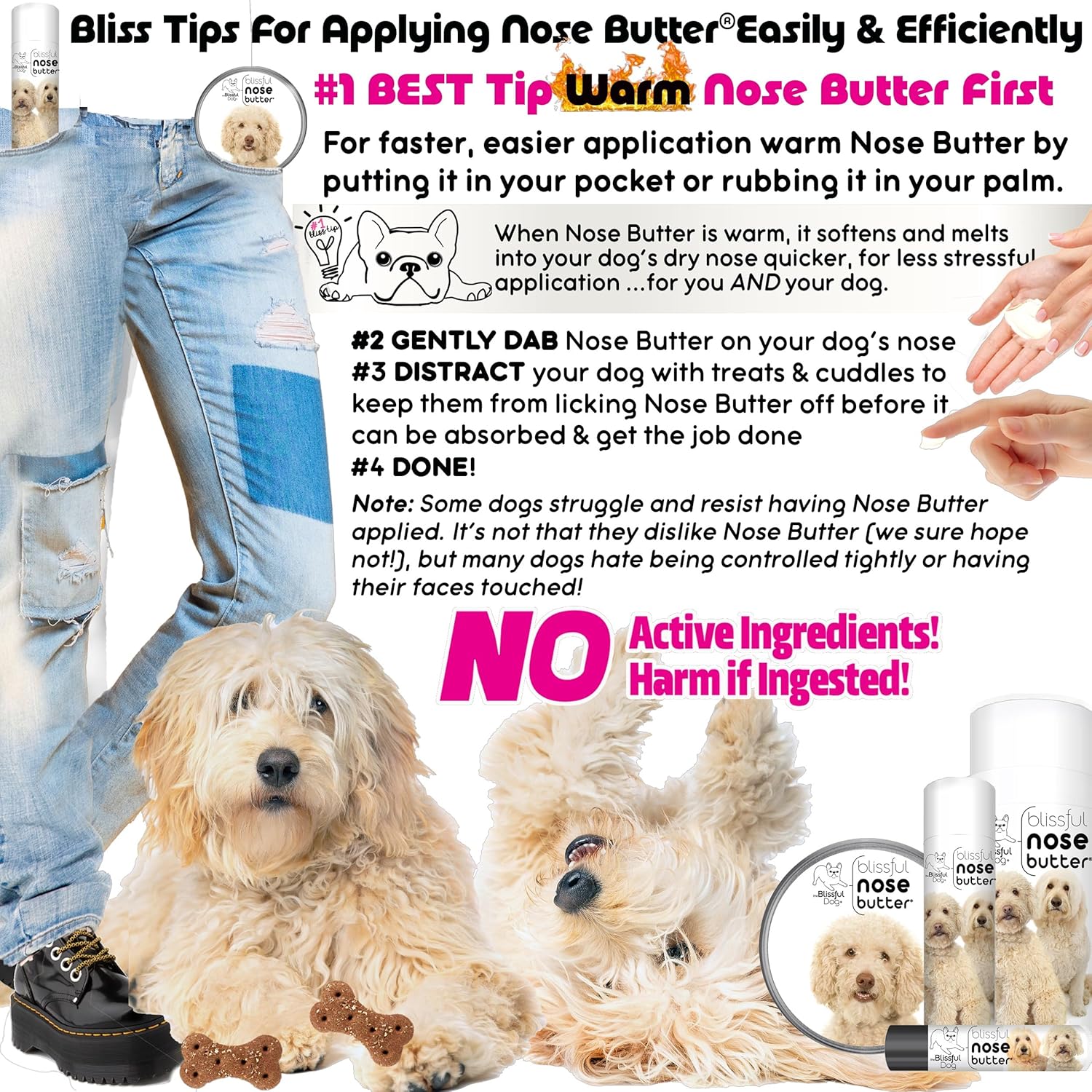 The Blissful Dog Goldendoodle Unscented Nose Butter - Dog Nose Butter, 1 Ounce
