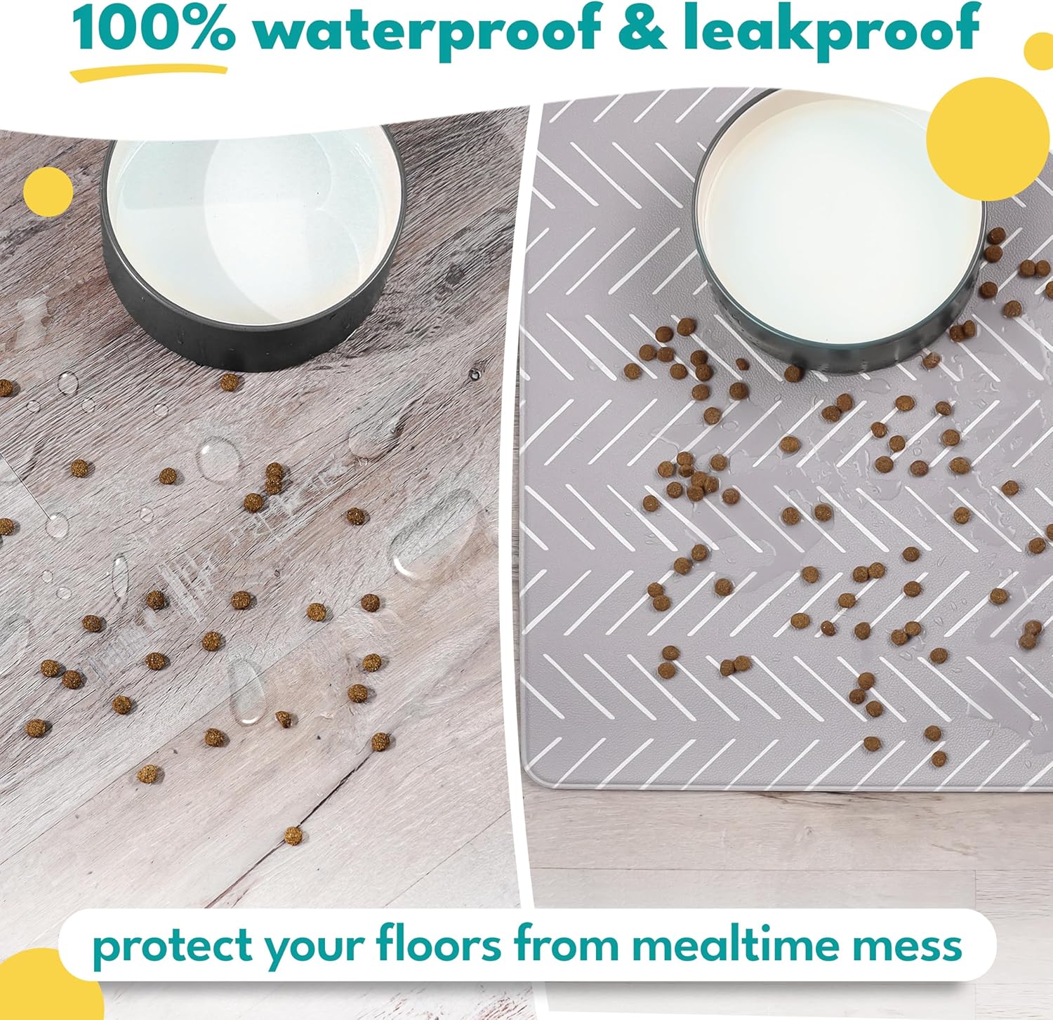 NALALAS Large Dog Mat for Food and Water, Cat Feeding Mat | Large Waterproof Dog Bowl Mat | Non-Slip Pet Food Mat for Floors | Pet Mats for Food and Water | Easy to Clean