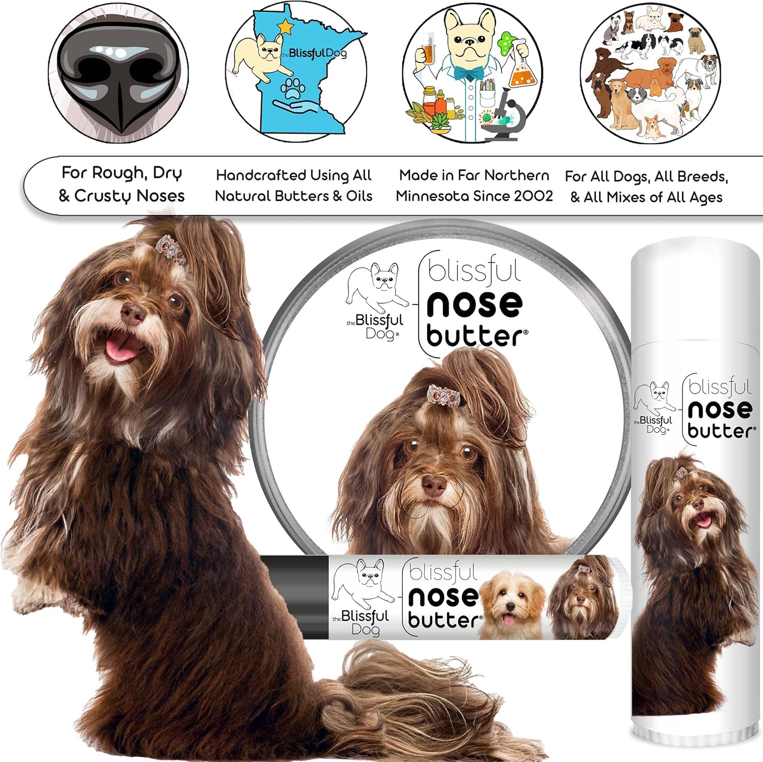 The Blissful Dog Havanese Unscented Nose Butter - Dog Nose Butter, 4 Ounce