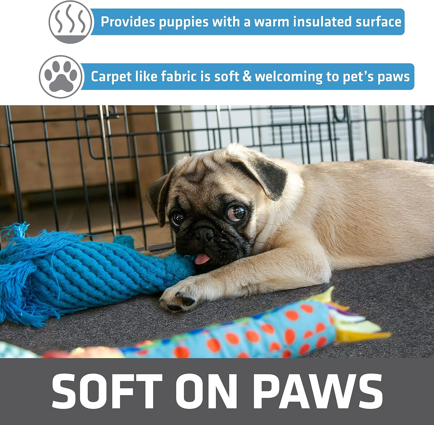 Drymate Jumbo Dog Playpen Mat (60x74), Super Absorbent, Waterproof, Slip-Resistant, Machine Washable, Reusable Puppy Pad for Training, Whelping, Housebreaking, Incontinence, Crate, Kennel (USA Made)