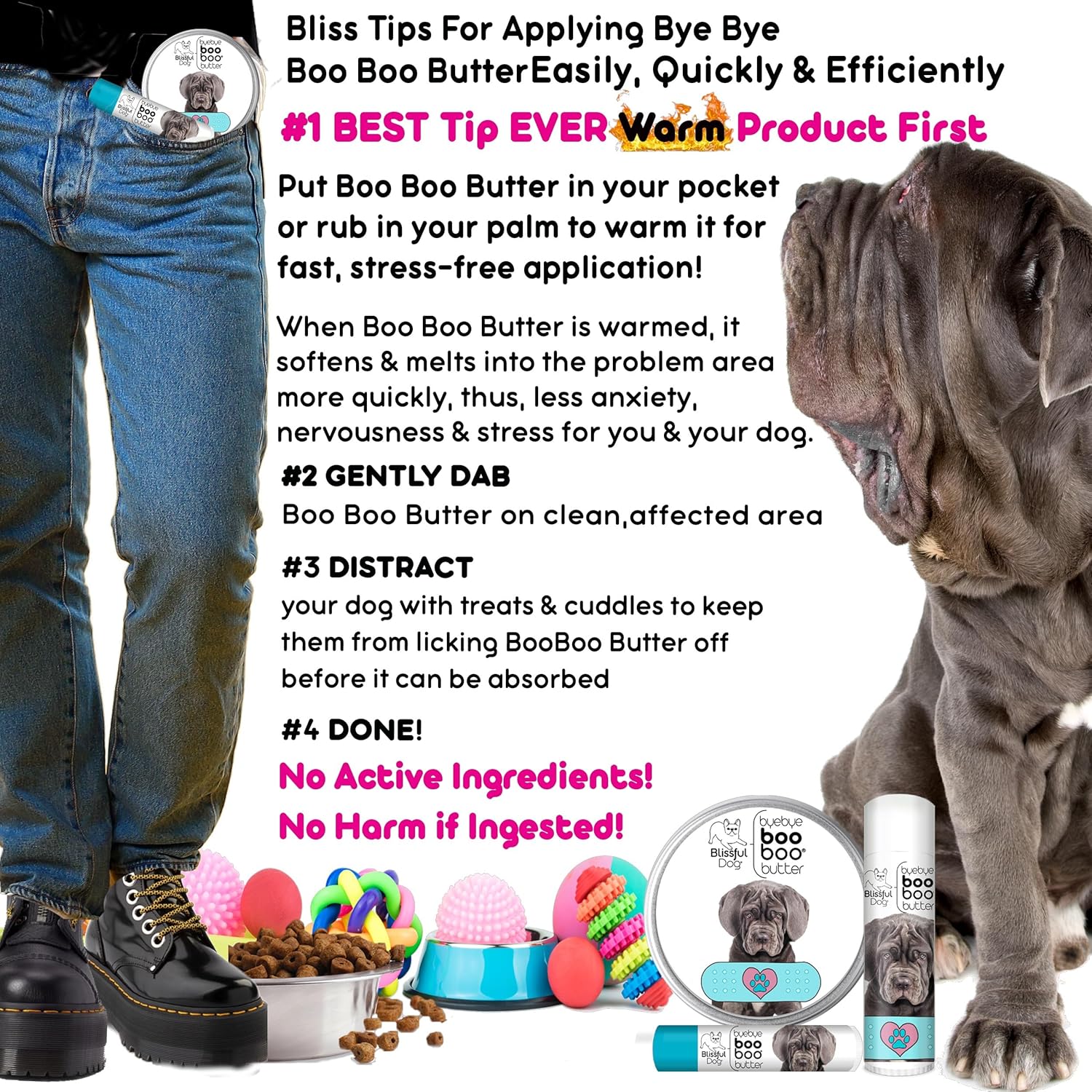 The Blissful Dog .15 oz Tube Neapolitan Mastiff Booboo Butter