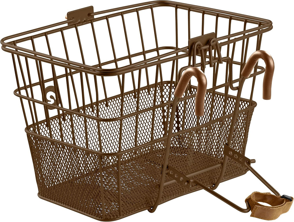 Retrospec Apollo Detachable Front Bike Basket Steel Half-Mesh with Integrated Detachable Hooks and Built-In Handle, Easy Assembly and Portability for Bicycles