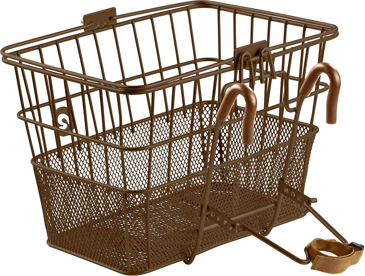 Retrospec Apollo Detachable Front Bike Basket Steel Half-Mesh with Integrated Detachable Hooks and Built-In Handle, Easy Assembly and Portability for Bicycles