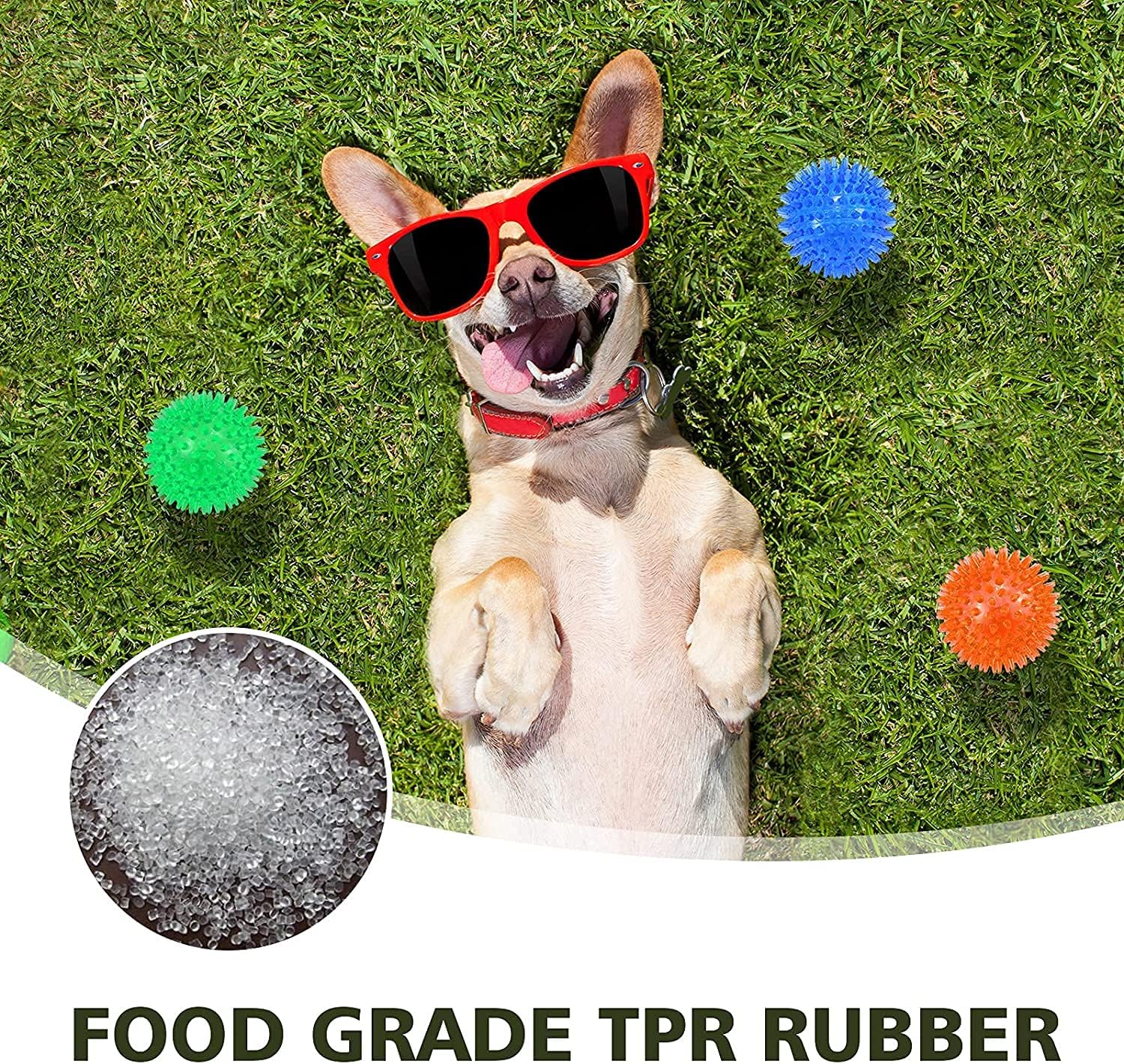petizer 6 Pack 3.5” Squeaky Dog Toy Balls, Floating Pool Balls, Spiky Dog Balls, Durable Interactive Fetch Toys for Puppy, Dog Chew Toys for Teething (3.5", Medium/Large)