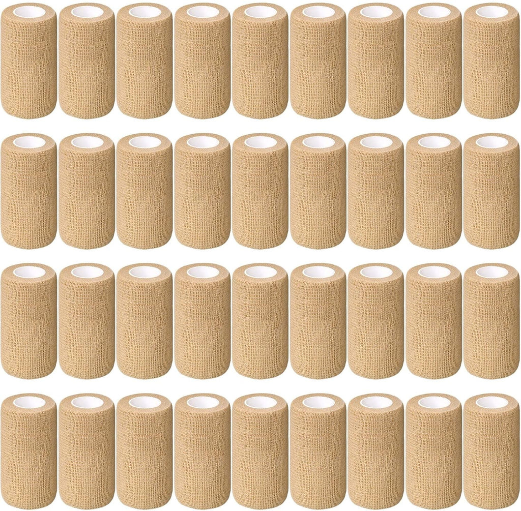 Treela 36 Pcs Self Adherent Bandage 4" X 5 Yard Wrap Breathable Cohesive Bandage Elastic Adhesive Tape for Stretch Athletic Sports Wrist Ankle(Nude)