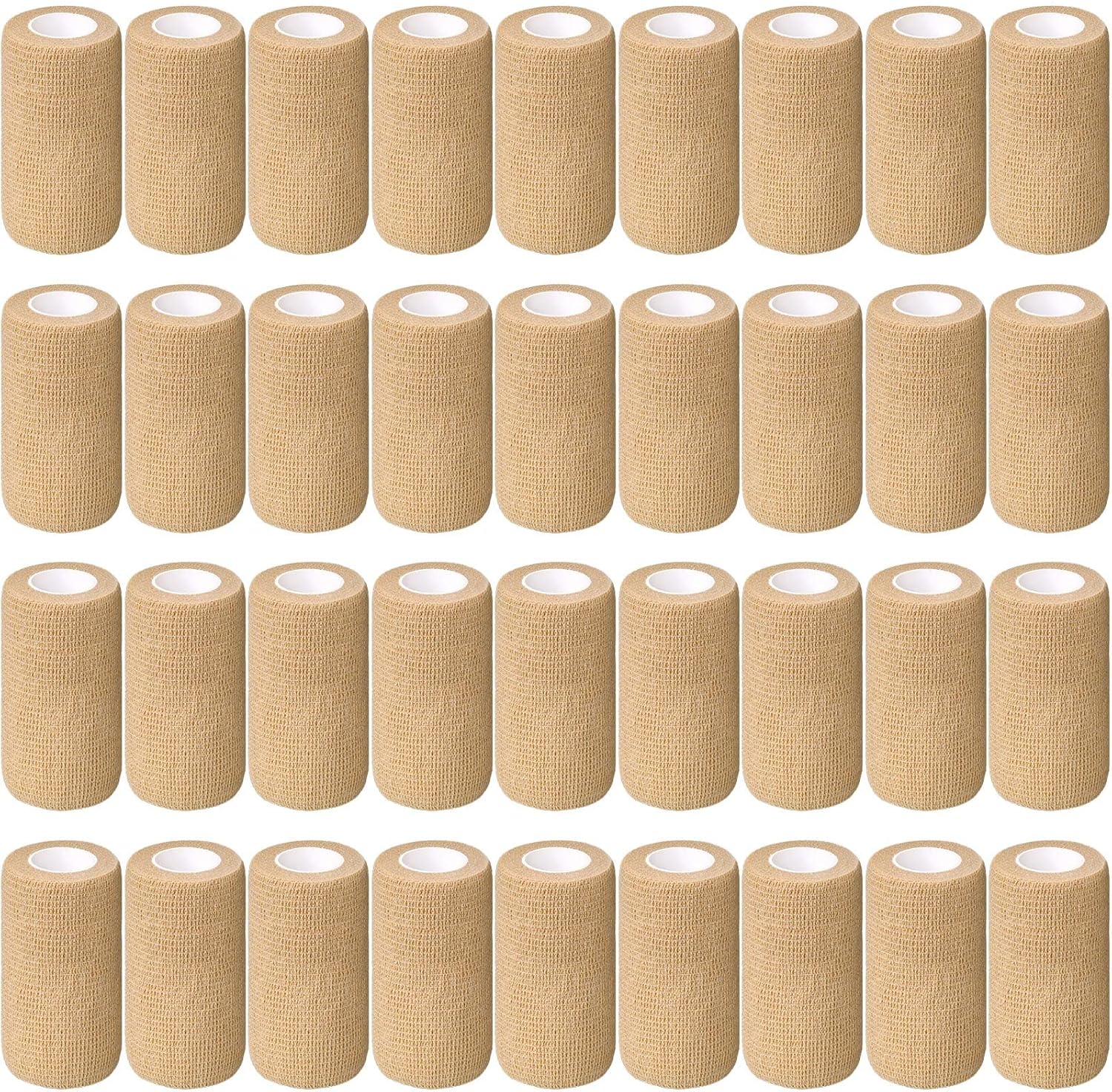 Treela 36 Pcs Self Adherent Bandage 4" X 5 Yard Wrap Breathable Cohesive Bandage Elastic Adhesive Tape for Stretch Athletic Sports Wrist Ankle(Nude)