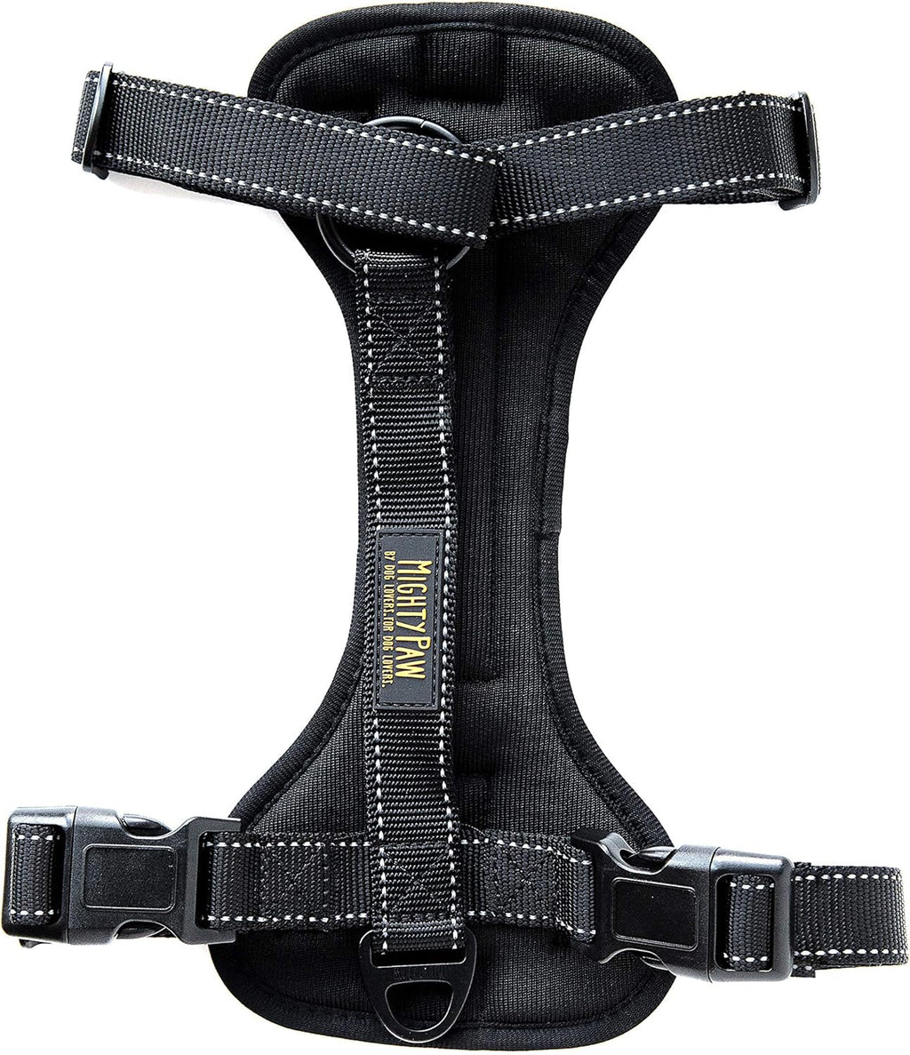 Mighty Paw Dog Car Harness - Vehicle Safety Gear - 2 Leash Attachment - Adjustable Straps - Reflective Stitching - Soft Padding - Standard Harness Functionality - No Pull Front Leash Attachment - L