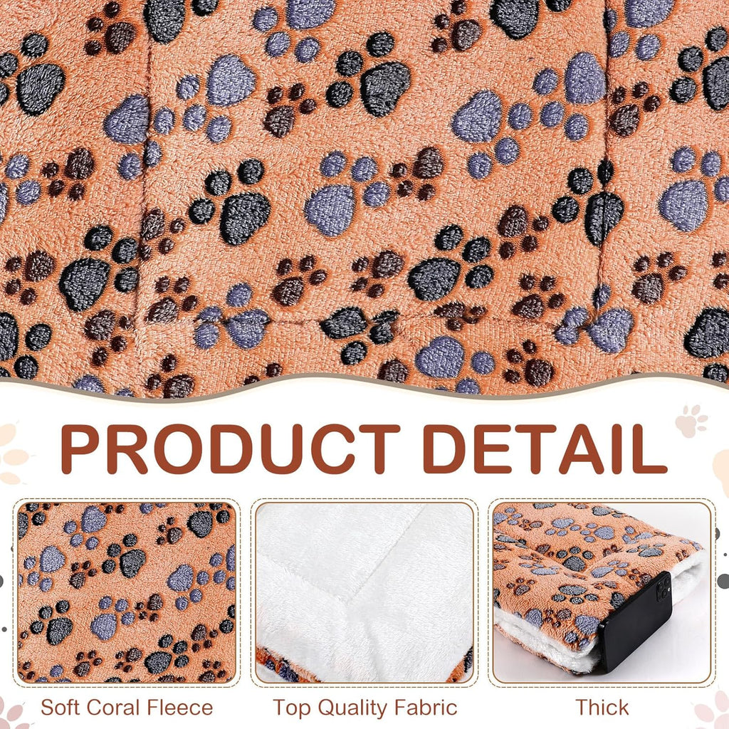 4 Pack Ultra Soft Dog Cat Bed Mat with Cute Prints Reversible Fleece Dog Crate Kennel Pad Cozy Washable Thickened Hamster Guinea Pig Pet Bed Mat for Small Animals(30 x 22 Inches,Vivid Color)