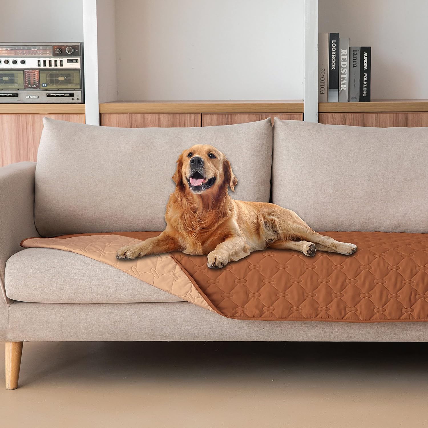 gogobunny 100% Double Sided Waterproof Dog Blanket Soft Pet Bed Cover Reversible Protect Furniture Couch Sofa Car for Puppy Cat Kids (Dark Pumpkin/Light Pumpkin, 30x80 Inch (Pack of 1))