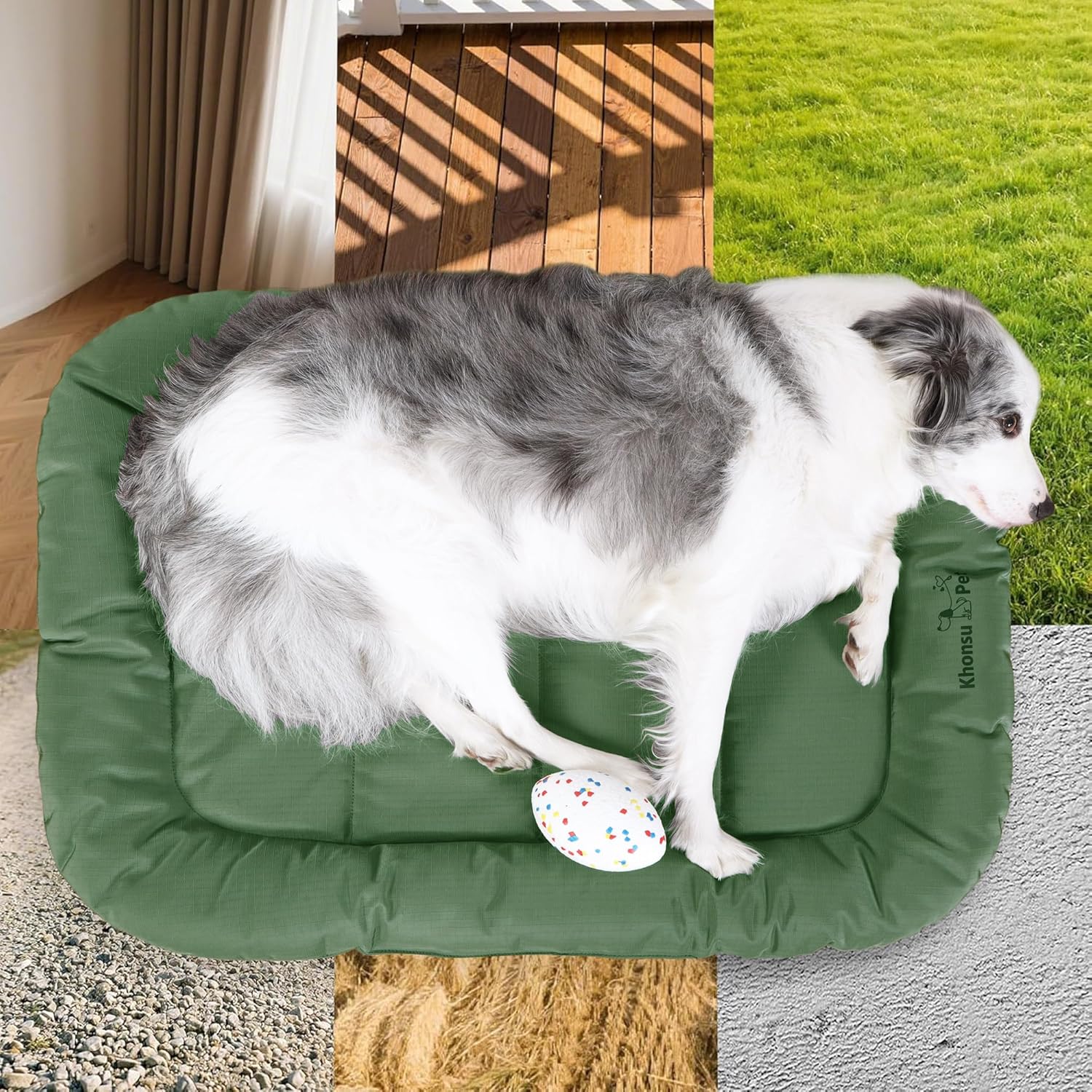 KHONSU PET Durable Dog Bed Tough and Tear Proof Dog Crate Bed, 800lbs Tear Strength PVC-Backed Waterproof Ped Bed Mat Indoor & Outdoor Use for Dogs up to 110 lbs