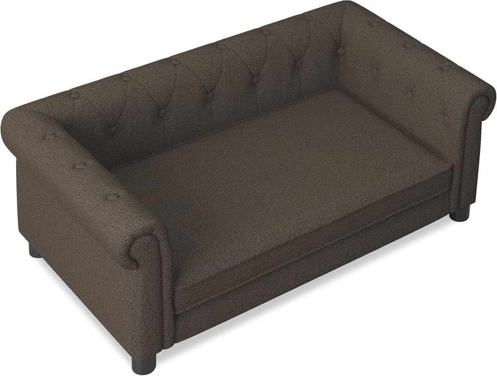 Dog Sofa Couch for Medium to Large Dogs, Memory Foam Pet Sofa Couch with Washable Fabric, Durable Elevated Dog Bed with Legs, Removable Cushion for Medium and Large Dogs, Dark Brown