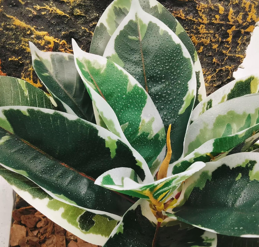 Reptile Plants Terrarium Reptile Tank Decorations for Bearded Dragon Lizard Snake Geckos Chameleon Amphibian Habitat Terrarium Decor (Green+White)