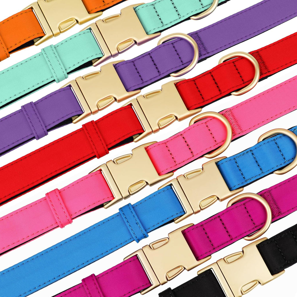 Didog Soft Padded Dog Collars for Small Dogs, Colorful and Durable Dog Collar with Quick Release Buckle, Light and Breathable for Daily Walking, Red, S